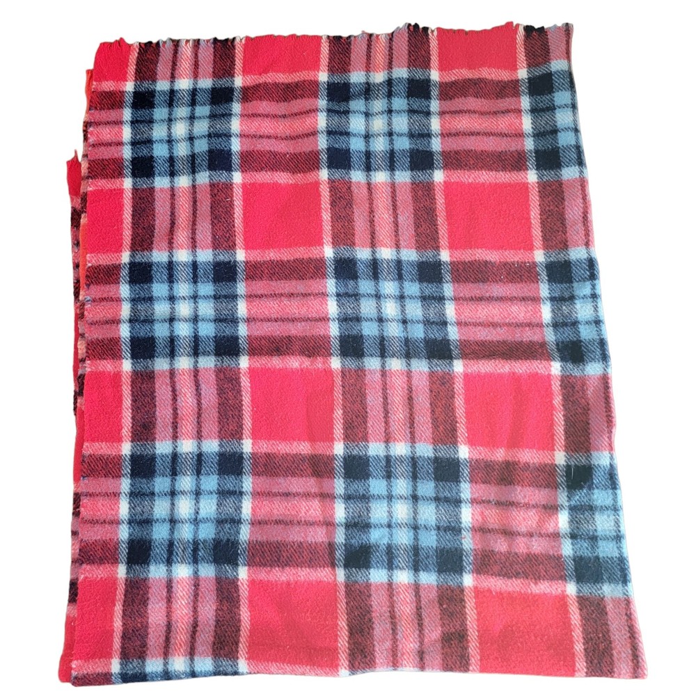 Vintage Tory Robe Unisex Navy Red Wool Plaid Winter Blanket Size 53 x 61.5